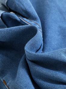 SHEIN 女寶寶春夏輕盈牛仔短褲，帶蝴蝶結裝飾 - 淺色水洗藍 - 查看 3