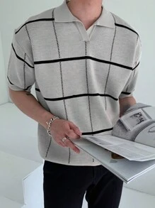 DAZY Men's Fashionable Plaid Knitted Top For Summer,Fall Clothes