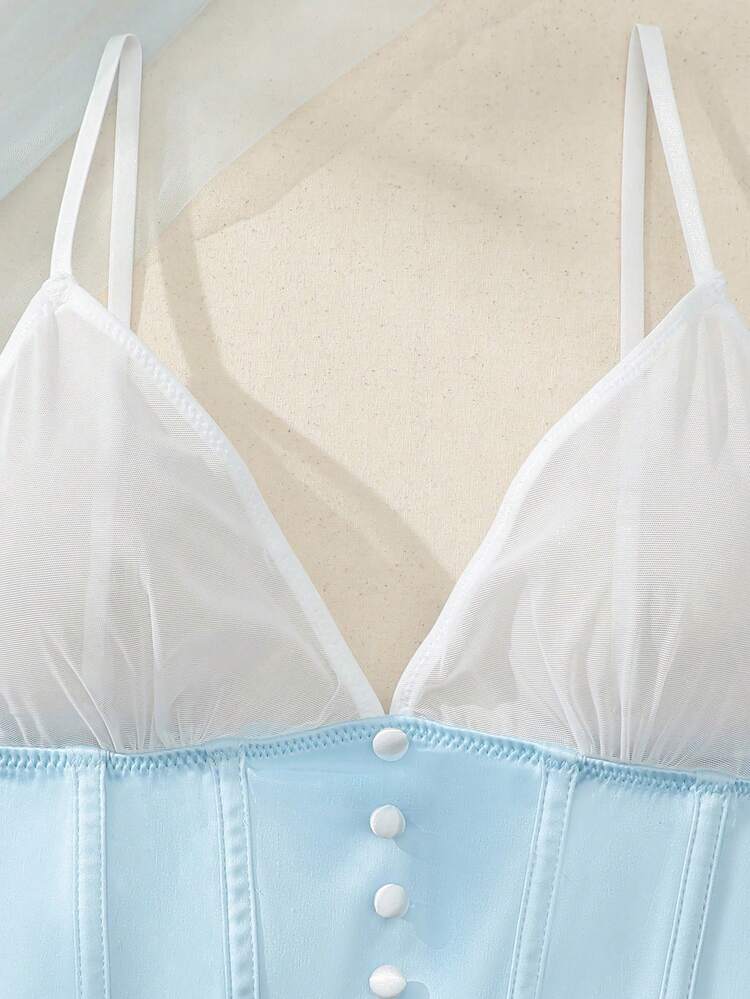 Ladies' Sexy Sheer Spliced Bustier Top
