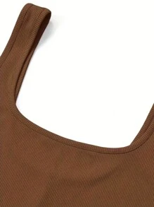 SHEIN SXY Damski, obcisły kombinezon bez rękawów w jednolitym kolorze