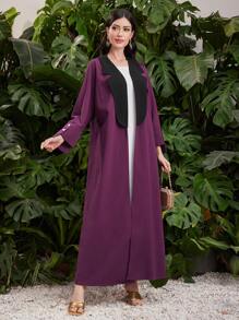 Al Najma Women's Fashionable Elegant Long Arab Robe With Turn-Down Collar Abayas