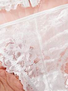 Snug Zone Conjunto de lencería sexy de encaje y parches para mujer, lencería nupcial para salir - Blanco - Ver 5