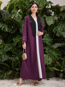Al Najma Women's Fashionable Elegant Long Arab Robe With Turn-Down Collar Abayas