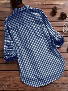 Women's Spring/Summer Long Sleeve Vintage Plaid Casual Shirt,Long Sleeve Tops