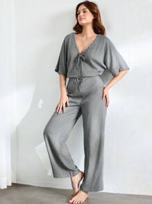 Ocili 女性純色束腰戶外家居連身工裝 - 淺灰色 - 查看 1