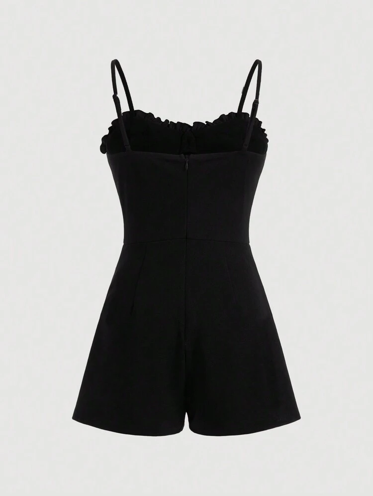 Shell Cup Diamante Buckle Strap Romper