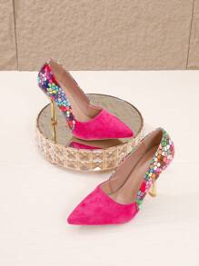 Fall/Winter Women's Fashion Contrast Color High Heels, Suitable For Casual, Work, Dating, Versatile, Sexy And Elegant High Heels,Party