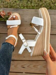 Women Platforms & Wedge Sandals Gesper Plain Ankle Strap Anggun - Putih - View 6