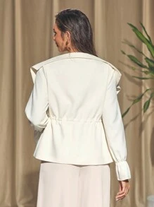 KES Chaqueta con cordón en la cintura con forro estampado, para vacaciones, invierno, vacaciones