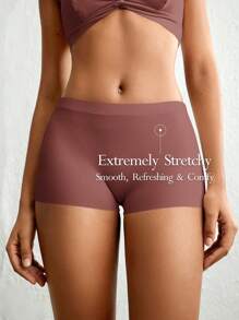 Quần short ngắn ngang lưng co giãn & mịn màng - Dusty Rose - Màu nâu Sô-cô-la - Xem 1