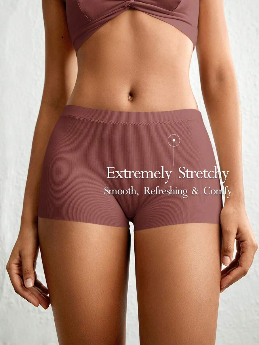 Quần short ngắn ngang lưng co giãn & mịn màng - Dusty Rose - Màu nâu Sô-cô-la - Xem 1