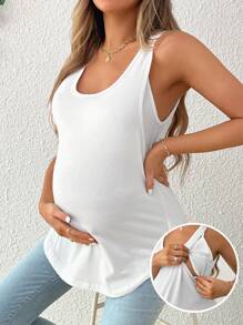 SHEIN قميص تانك توب حمل ورضاعة بألوان ثابتة