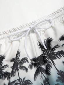 Manfinity RSRT Men's Palm Tree Print Short Sleeve Shirt And Shorts Set, Men Tropical Vacation 2 Piece Set, Resort Wear, Men Beach Outfit Set, Cozy Outfits - Multicolor - View 7