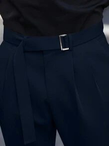 Manfinity Mode Men's Solid Color Casual Dress Pants - Royal Blue - View 3