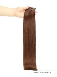 Seamless Clip Ins 115g Tóc giả PU thẳng mượt, màu nâu trung bình, liền mạch, 7 chiếc kẹp vào tóc thật, kẹp vào tóc giả - S4 - Xem 3