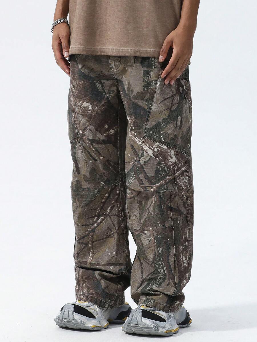 啡色樹枝迷彩休閒戶外長褲 - 棕色 - 查看 1