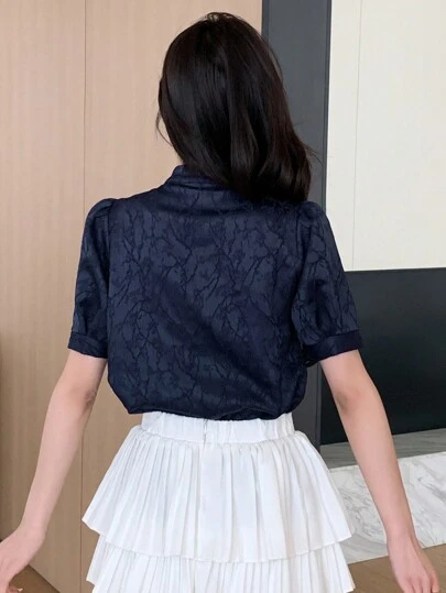 Dazy Star 女士中式立领短袖衬衫，搭配中国传统旗袍连衣裙设计夏季，荷叶边