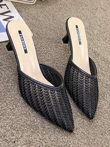 Teenagers' Spring New Fashionable Breathable High-Heeled Shoes - Black - View 1