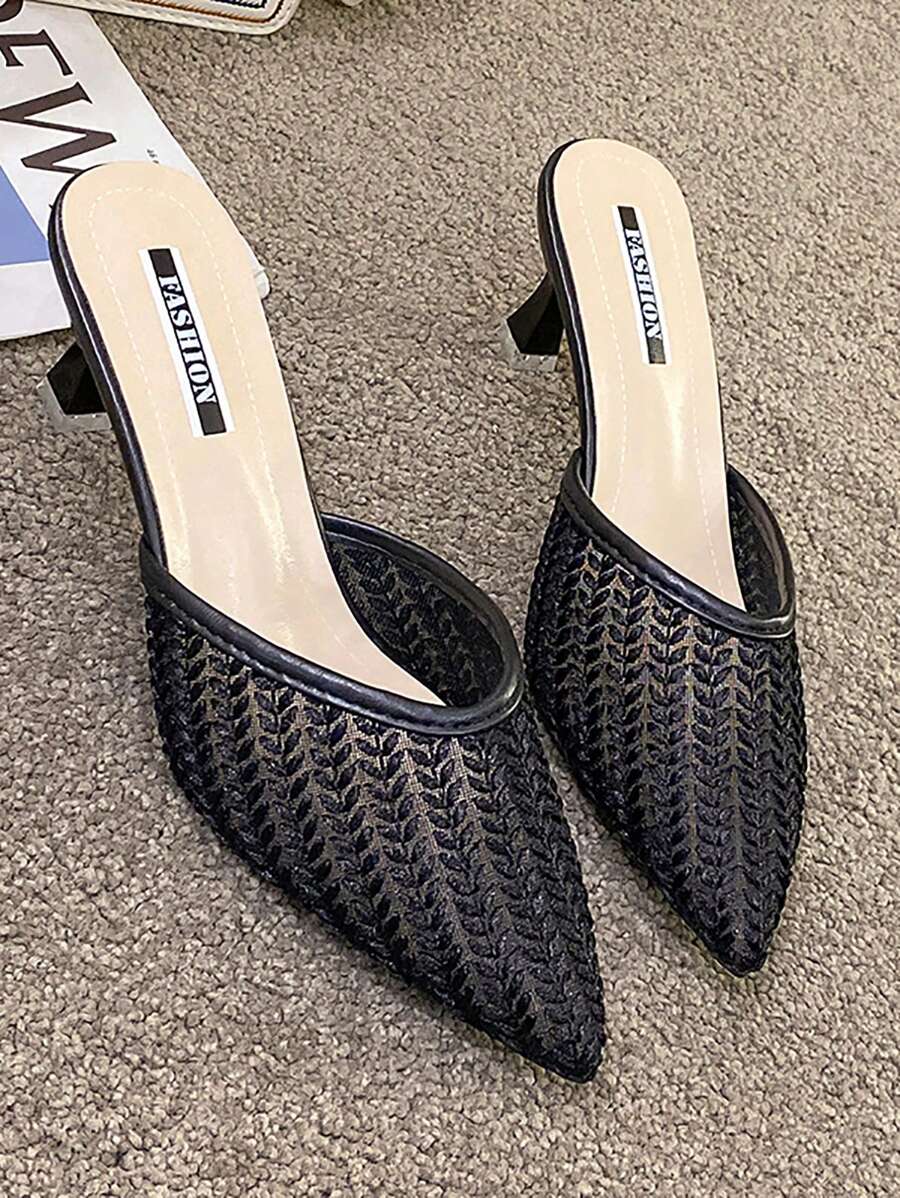 Teenagers' Spring New Fashionable Breathable High-Heeled Shoes - Black - View 1