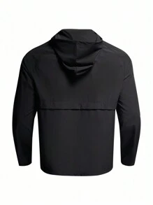 Manfinity Sport Corelite Boyfriend Style Men's Spring And Autumn Hooded Sweatshirt With Zipper And Half Placket, Letter Print, Long Sleeves, Sports Style Hoodie Boyfriend Style Men Sweatshirt