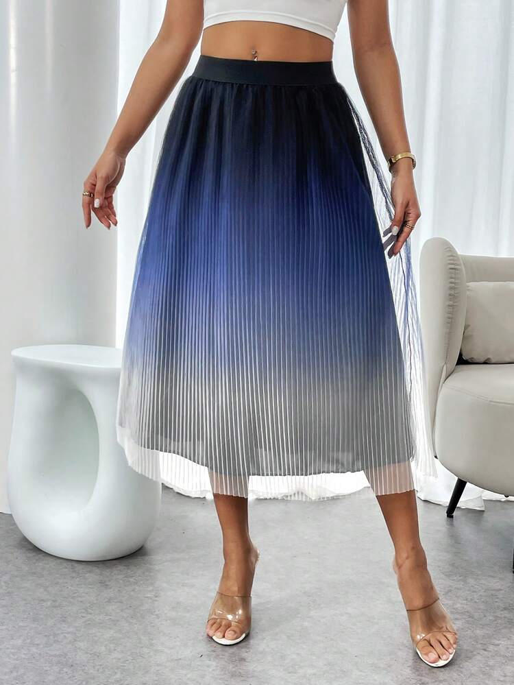 Women's Double Layer Ombre Casual Skirt