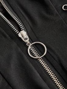 ROMWE Goth Metallic Grommet Bandage Zipper Crop Cami Top - Black - View 3