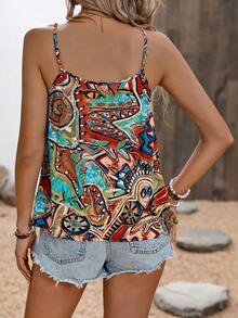 SHEIN Ladies' Vacation-Style All-Over All Over Print Camisole Cami Top Graphic Tees Women Tops - Multicolor - View 2