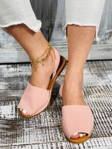 Pink Peep-Toe Slingback Sandals - Pink - View 5