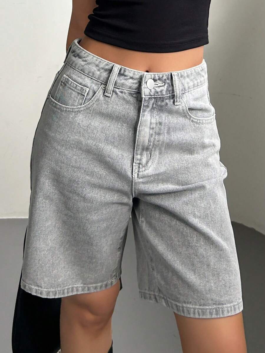 DAZY Women's Summer Denim Shorts - Light Grey - View 1