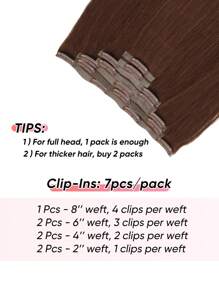 Seamless Clip Ins 115g Tóc giả PU thẳng mượt, màu nâu trung bình, liền mạch, 7 chiếc kẹp vào tóc thật, kẹp vào tóc giả - S4 - Xem 6