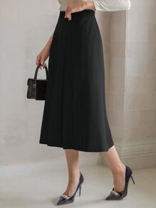 DAZY Damen modischer einfarbiger gefalteter Rock