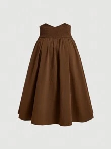 SHEIN MOD Retro Palace  Plus SizeLadies' Super High Waisted Pearl Metal Buckle Decoration Brown Long Skirt - Brown - View 2