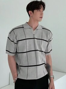 DAZY Men's Fashionable Plaid Knitted Top For Summer,Fall Clothes