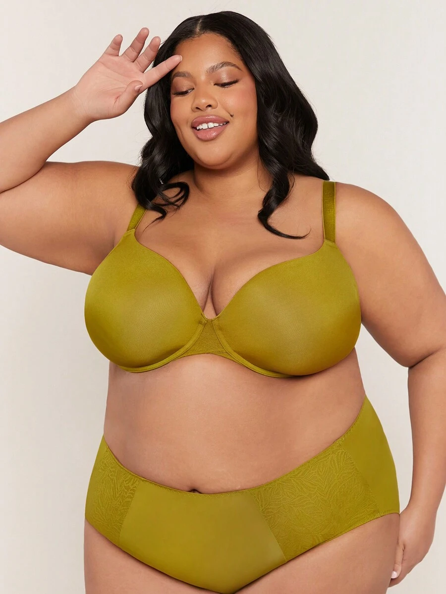 LUVLETTE Plus Dream Curve Suport +Acoperire totală Sutien din plasă respirabil Push Up T-Shirt Sutien - Galben - Vizualizare 1