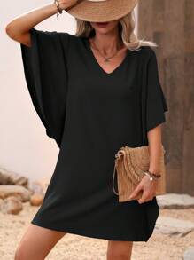 SHEIN LUNE Women's Solid Color Simple Style Dress