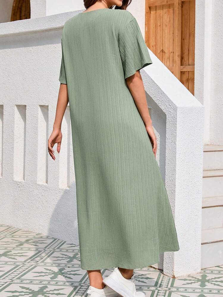 Women's V-Neck Knotted Waist Dress