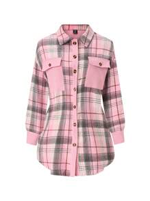 SHEIN LUNE Kích thước lớn Lưới Flip Túi mặt trước Áo sơ mi - Nhiều màu - Xem 1