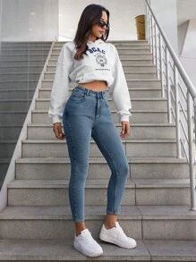 EURMUSE Women's Slim Fit Casual Jeans - Light Wash - View 3