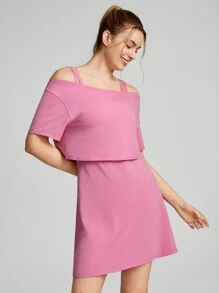 GLOWMODE Pima Cotton Two-Piece Active Midi Dress Set Daily Casual - Pink - View 7