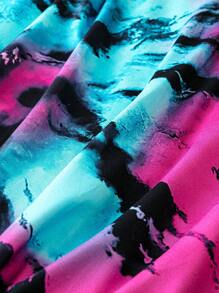 SHEIN LUNE Plus Tie Dye Notched Neck Tank Top, Women Summer Top - Multicolor - View 3