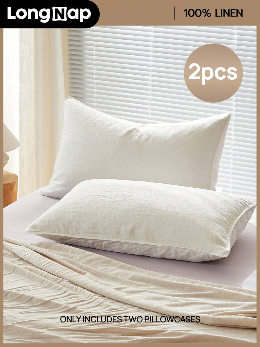 2 Miếng Tiếng Pháp Bền chặt Textured Giường đôi tiêu chuẩn Khâu Phong bì Vỏ gối Không có Đổ đầy , Hoàn hảo Đối với Nóng , Qủa tặng Đối với Mẹ Bố Bạn , Trắng - trắng - Xem 1