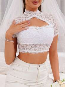 SHEIN Ren tương phản Xu hướng: Cắt giảm Bras - trắng - Xem 1
