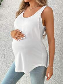 SHEIN قميص تانك توب حمل ورضاعة بألوان ثابتة