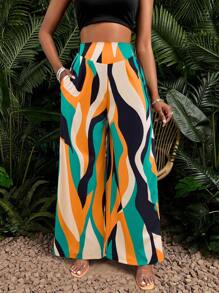 Zolique 女款寬鬆印花休閒褲（隨機圖案） - 綠色 - 查看 3