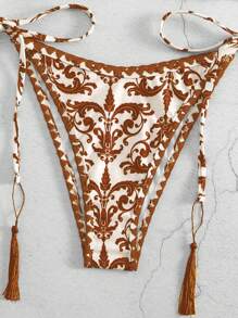 SHEIN Swim Summer Beach Vintage Style Printed Halter Neck Bikini Set For Vacation - Multicolor - View 4