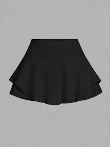 SHEIN BAE Conjunto de falda short de verano con dobladillo de volantes para mujeres - Multicolor - Ver 10