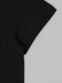 Rovax Conjunto informal de verano para mujer de dos piezas - Camiseta de manga corta con cuello redondo y estampado de lema, y pantalones cortos