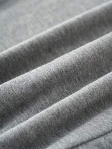 SHEIN Essnce 女性休閒簡約時尚寬鬆短袖長裙 - 灰色 - 查看 6