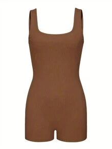 SHEIN SXY Damski, obcisły kombinezon bez rękawów w jednolitym kolorze