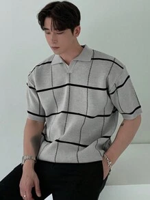 DAZY Men's Fashionable Plaid Knitted Top For Summer,Fall Clothes